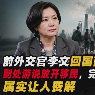 前外交官李文进入一个什么国际移民组织，回国两年多，到处游说放开移民，完全无视咱们