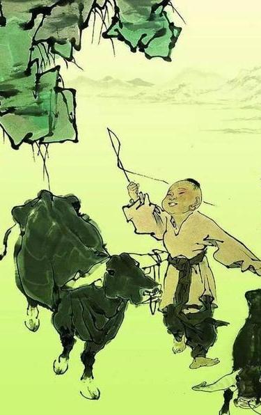 上联：短笛临风弄晓色，
下联：长鞭对山催晨光。