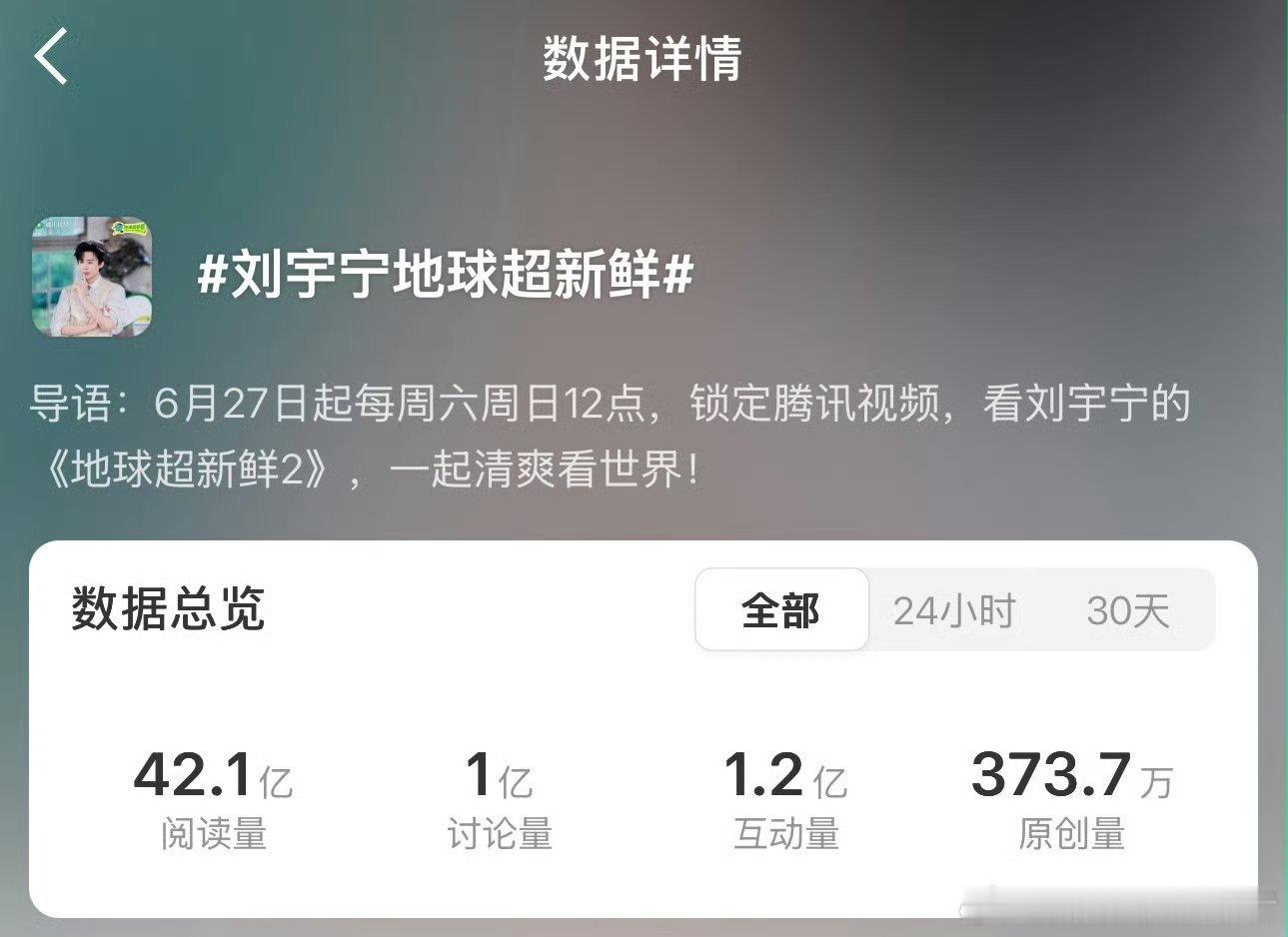 刘宇宁地球超新鲜讨论量破亿，阅读量40亿+，录制嘉宾中大断层了 