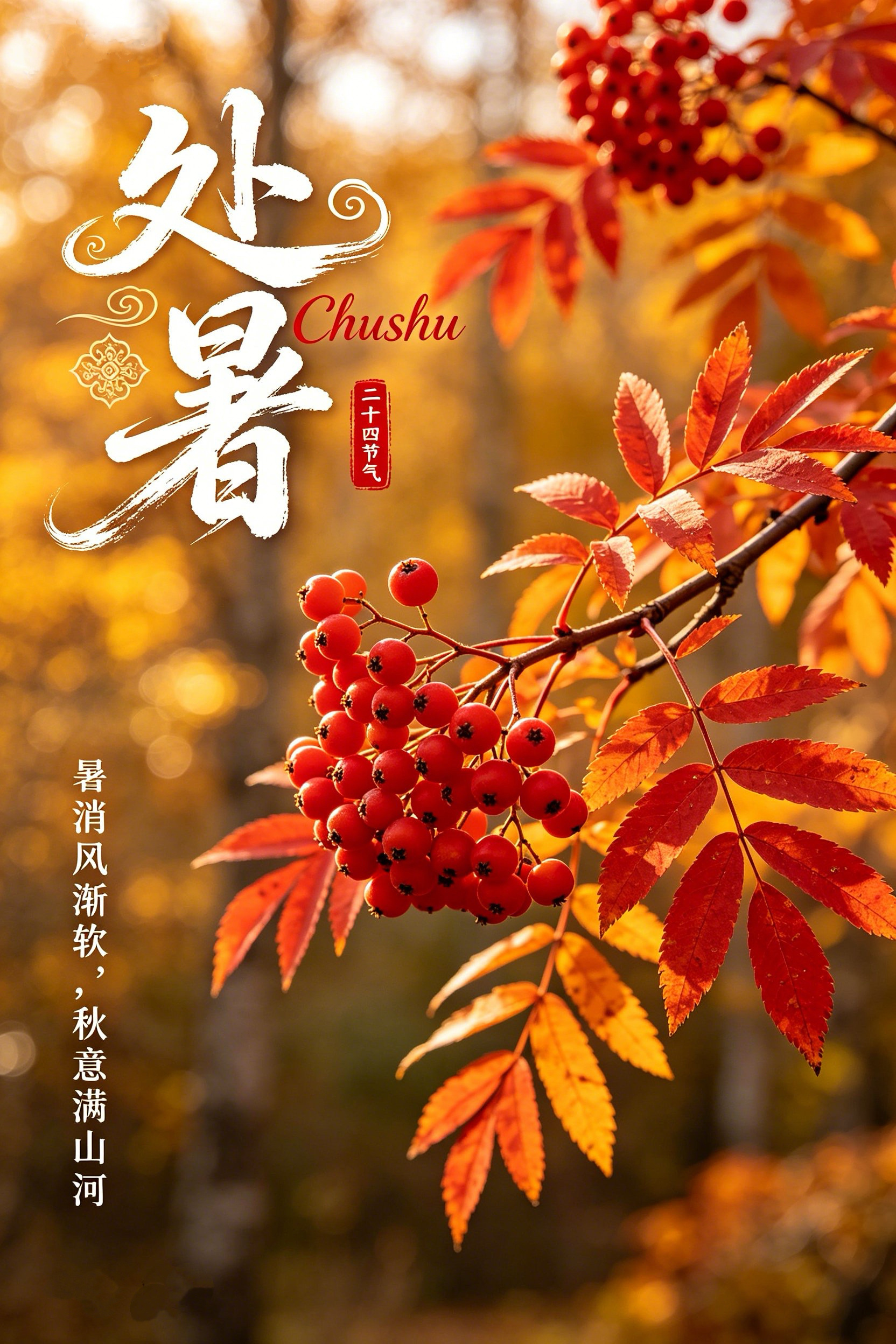 今日处暑节气祝福图片海报壁纸拿图吱一声噢～ 处暑处暑节气