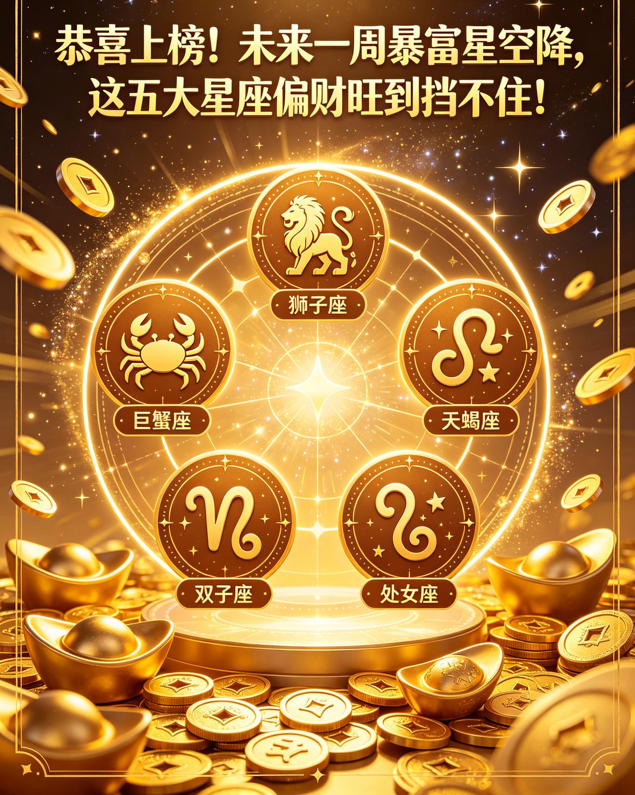 天降横财！未来一周五大星座
偏财拉满，红包回款不停歇！！
 

谁不盼着来点意外