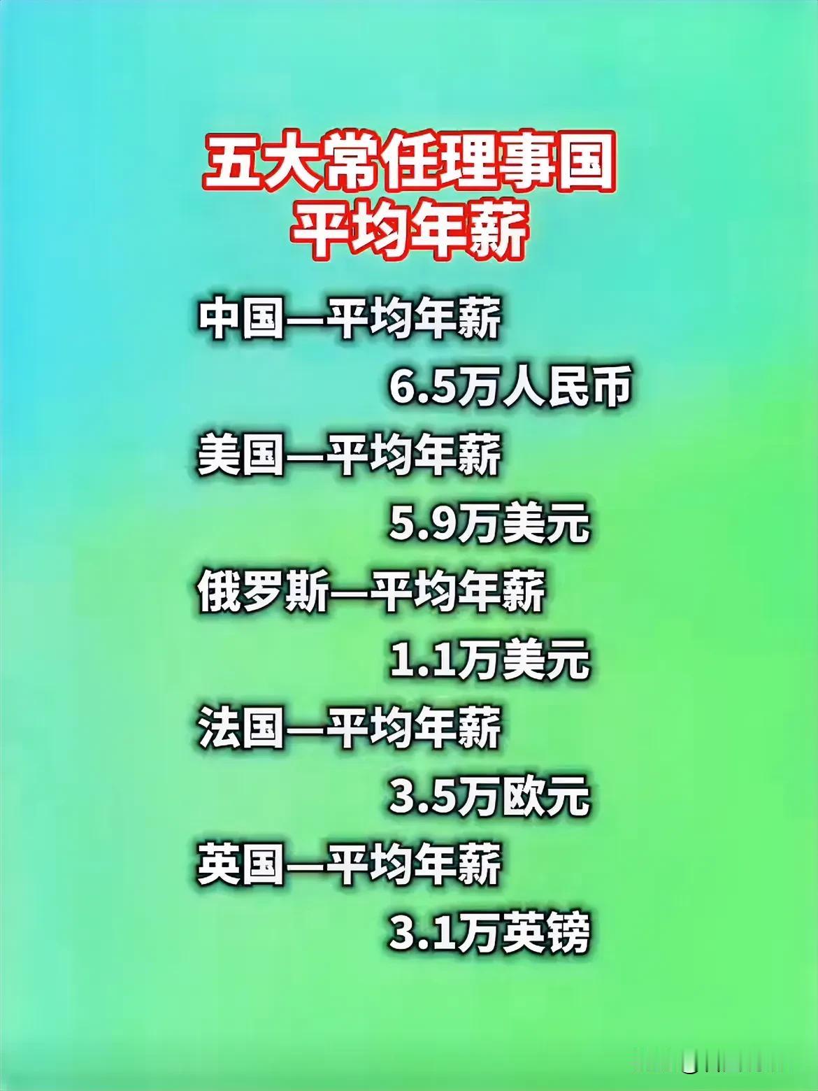 看看几个国家的人均收入，就我国最低。
国家人口越多收入就越低，如果中国就7亿人肯