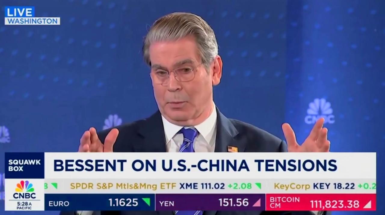 美国财长贝森特当地时间 10 月 17 日下午表示：“今晚将与我的中国同行会谈，