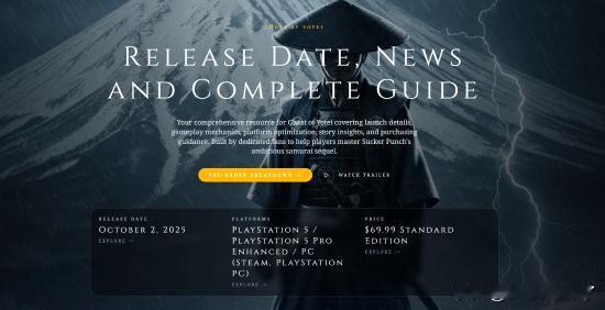 近日，外网玩家自制的《羊蹄山之魂》网站，更是直接“穿越未来”标识了游戏有PC版本