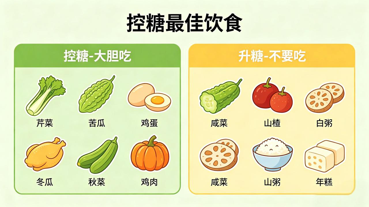 控糖饮食清单
 
①芹菜：
利于控糖，可放心食用！

②苦瓜：
利于控糖，可放心