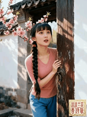 捣练子·春院含情
红杏艳，粉腮柔，
春风暗度暗香浮。
檐间莺语声声软，
半倚柴扉