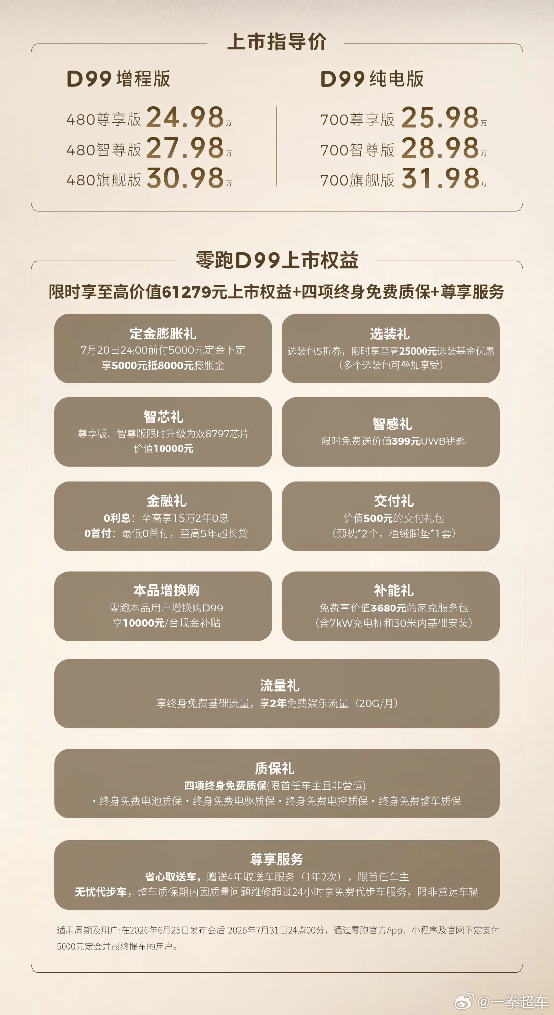 零跑D99上市了，价格看着还行。这车真的好好看，座椅看起来也不错，有空去给大家试