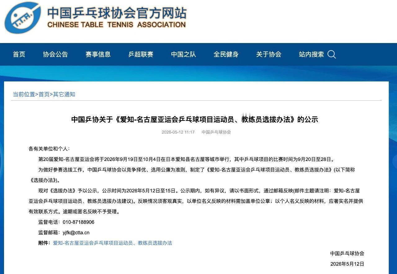 国乒公布亚运会选拔标准，男乒4人、女乒4人参赛资格已确定，静待剩余2个名额！
今