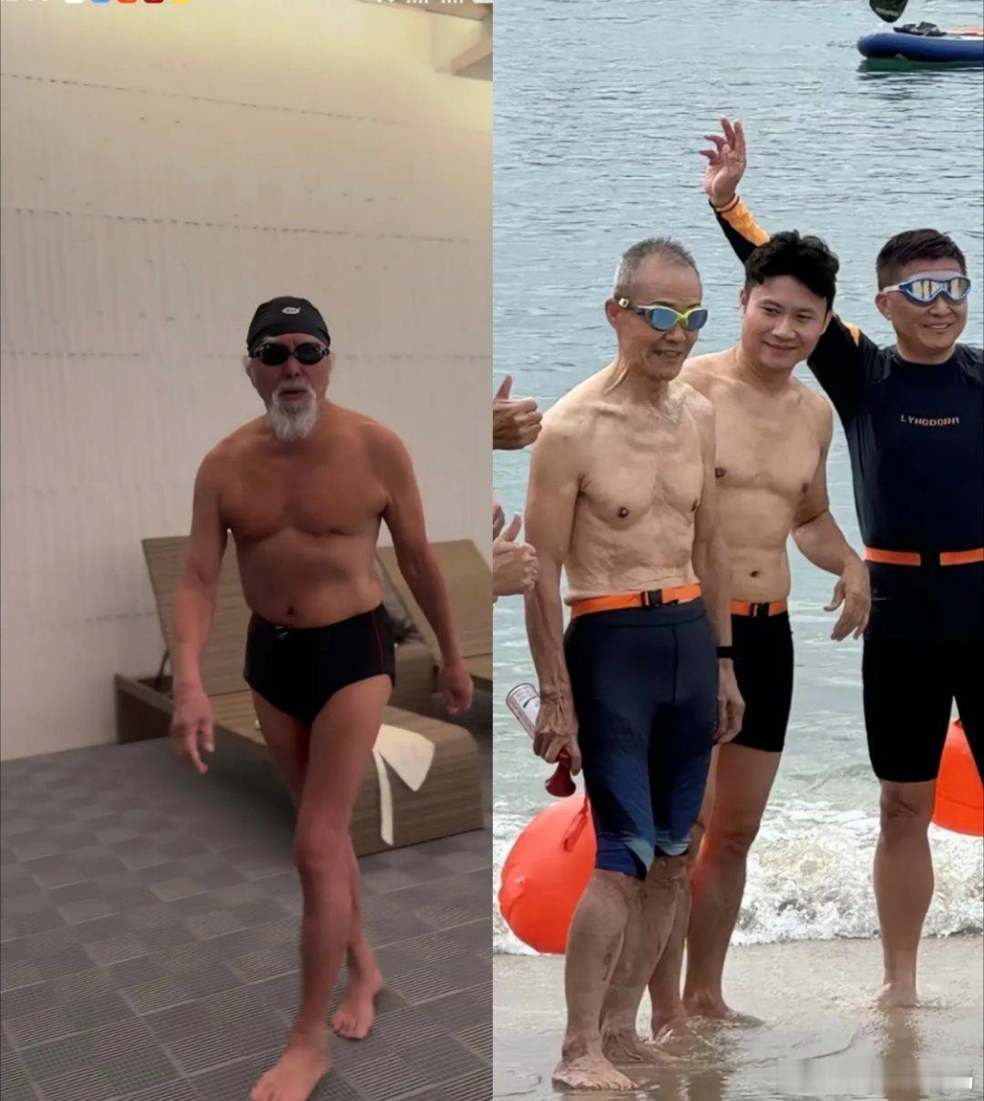 两位酷爱健身的老王，年纪一对比状态差距太明显90岁王德顺，75岁王石，谁保养更好