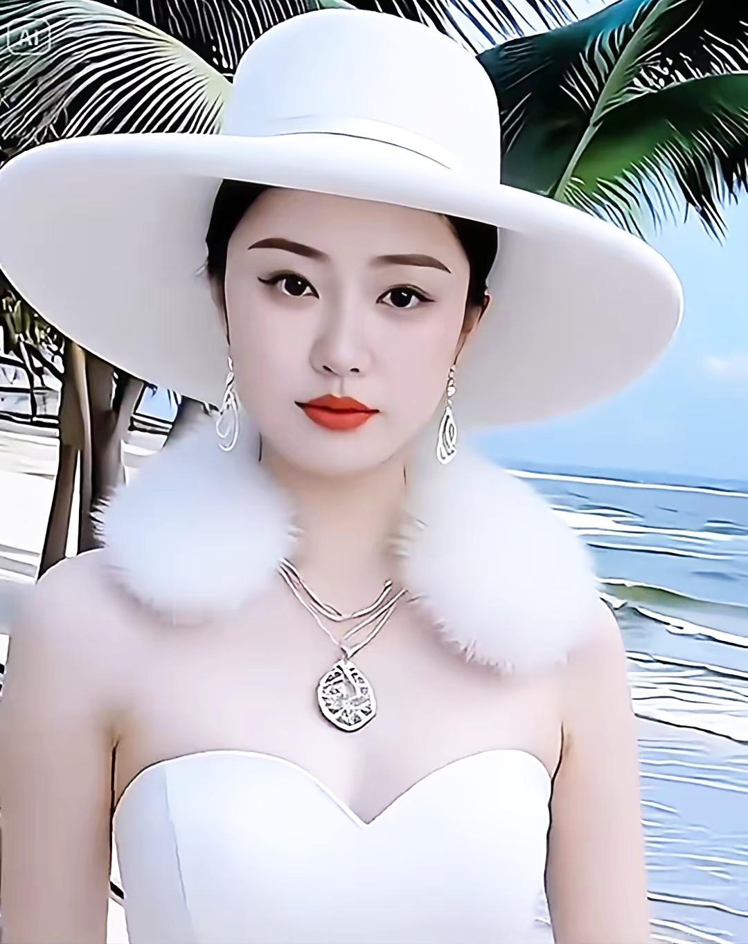 夏日沙滩风，优雅白裙与宽檐帽的完美搭配，尽显度假风情！