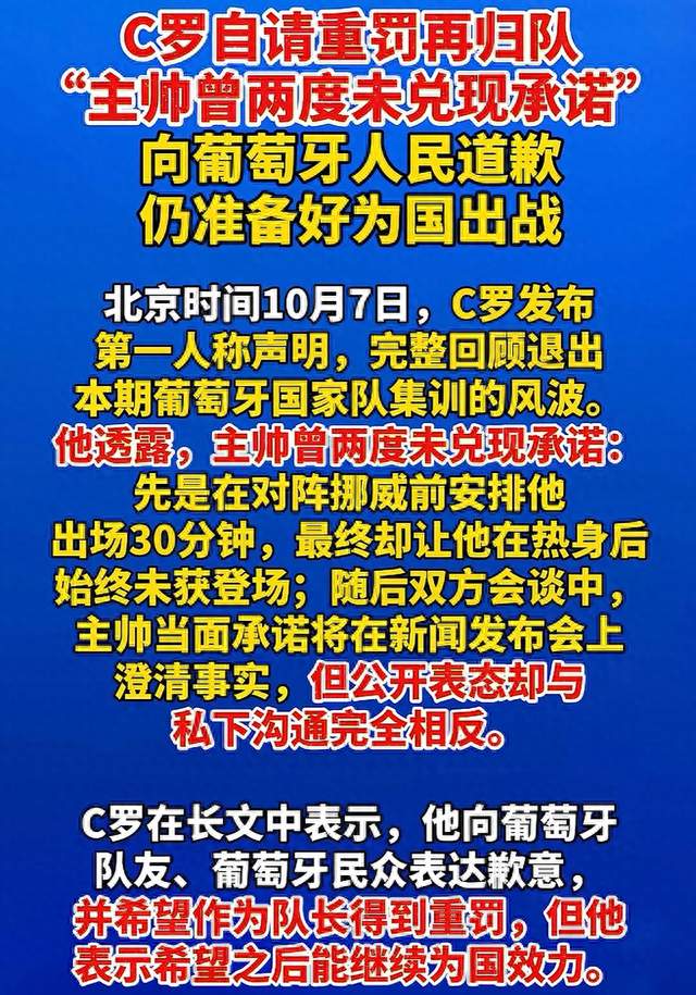 主帅两次食言，C罗退队真相终于曝光