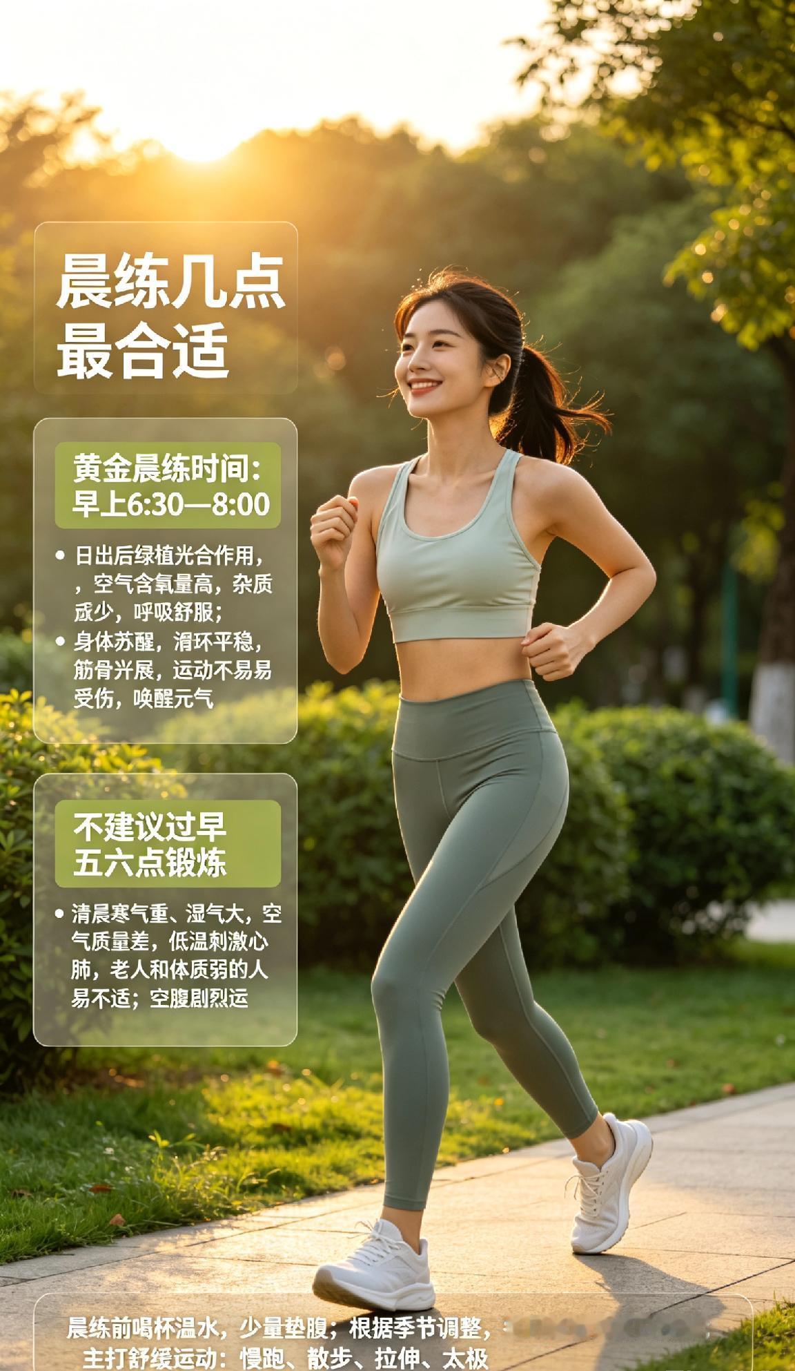 很多人坚持早起晨练，却一直纠结到底几点运动最好，其实晨练从不是越早越健康，选对时