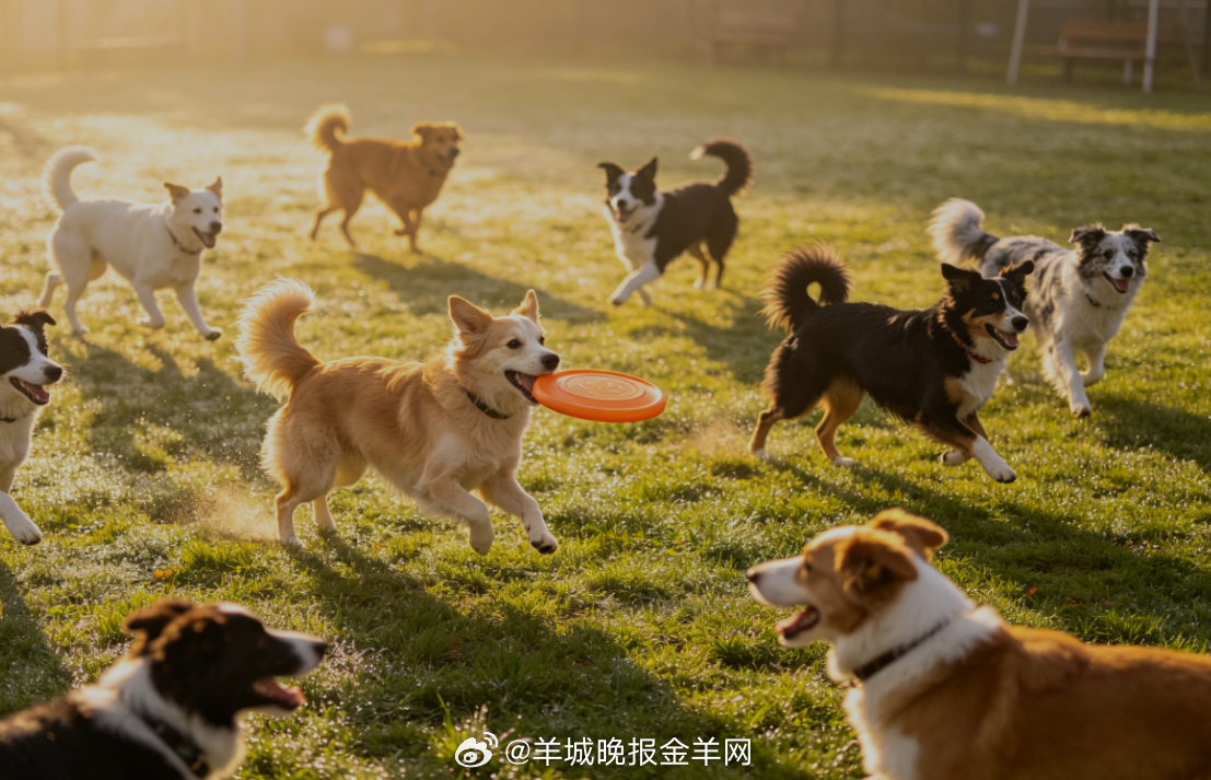 #早安# 清晨的狗狗操场满是轻快气息，软毛随风扬起，自在奔跑撒欢，连风都带着毛茸