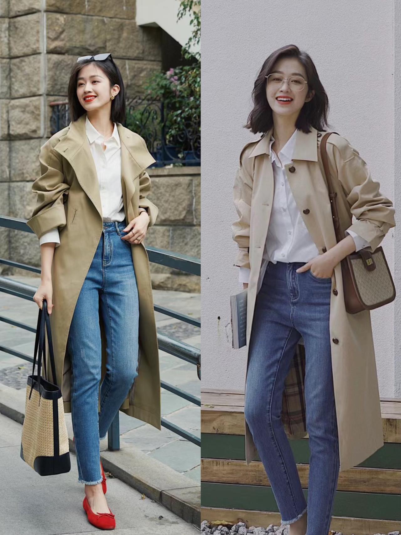 见过世面的女人，穿风衣从不配打底裤，“风衣+牛仔裤”高级大气
见过世面的女人，穿