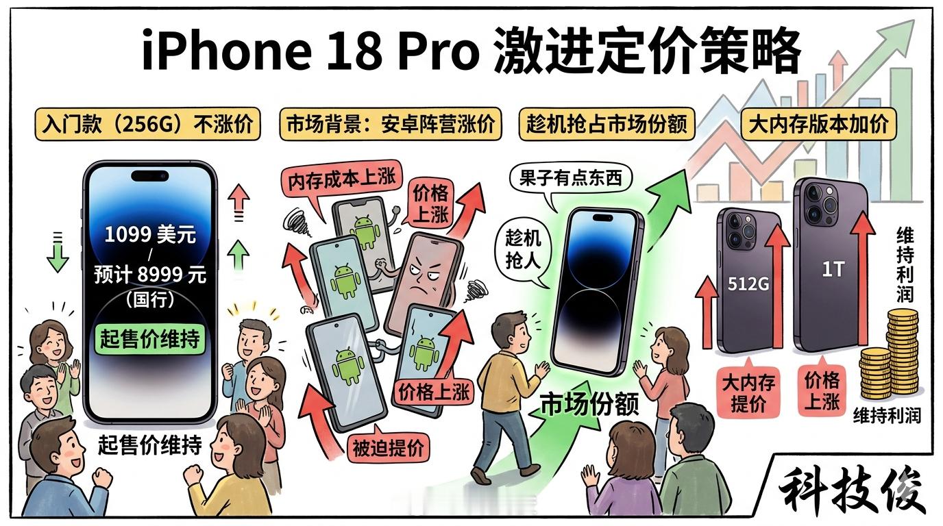 曝iPhone18Pro定价激进定价确实够激进，256G最低配不涨价，起售价维持