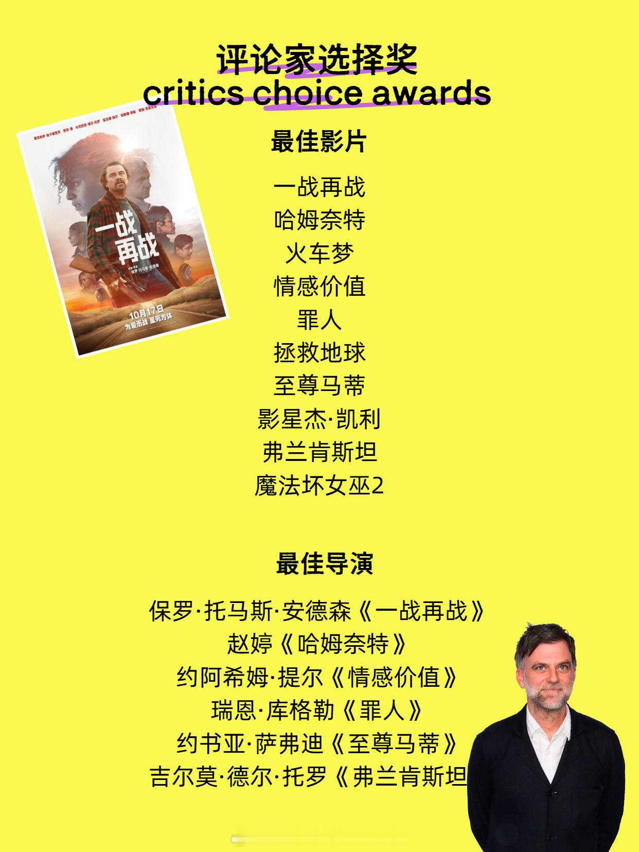 奥斯卡 颁奖季来到第三站，首个风向标评论家选择奖（critics choice 