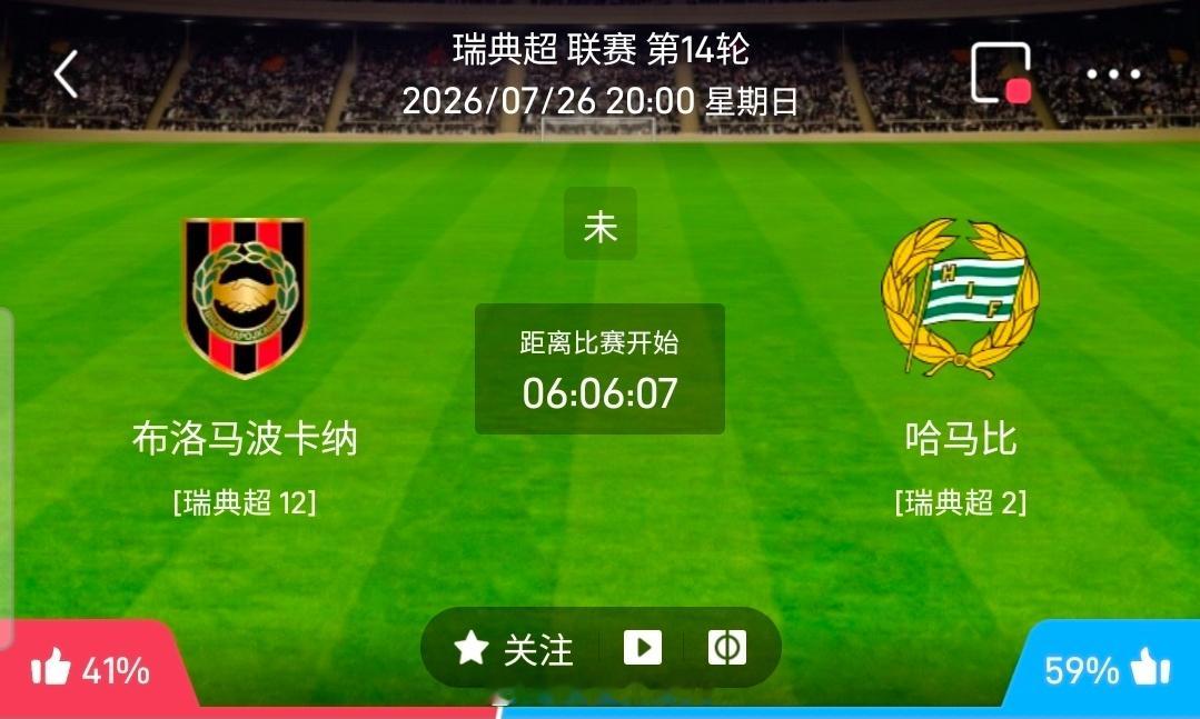 【足球】周日205瑞典超方向：布鲁马波卡纳vs哈马比瑞典超：布鲁马波卡纳VS哈马