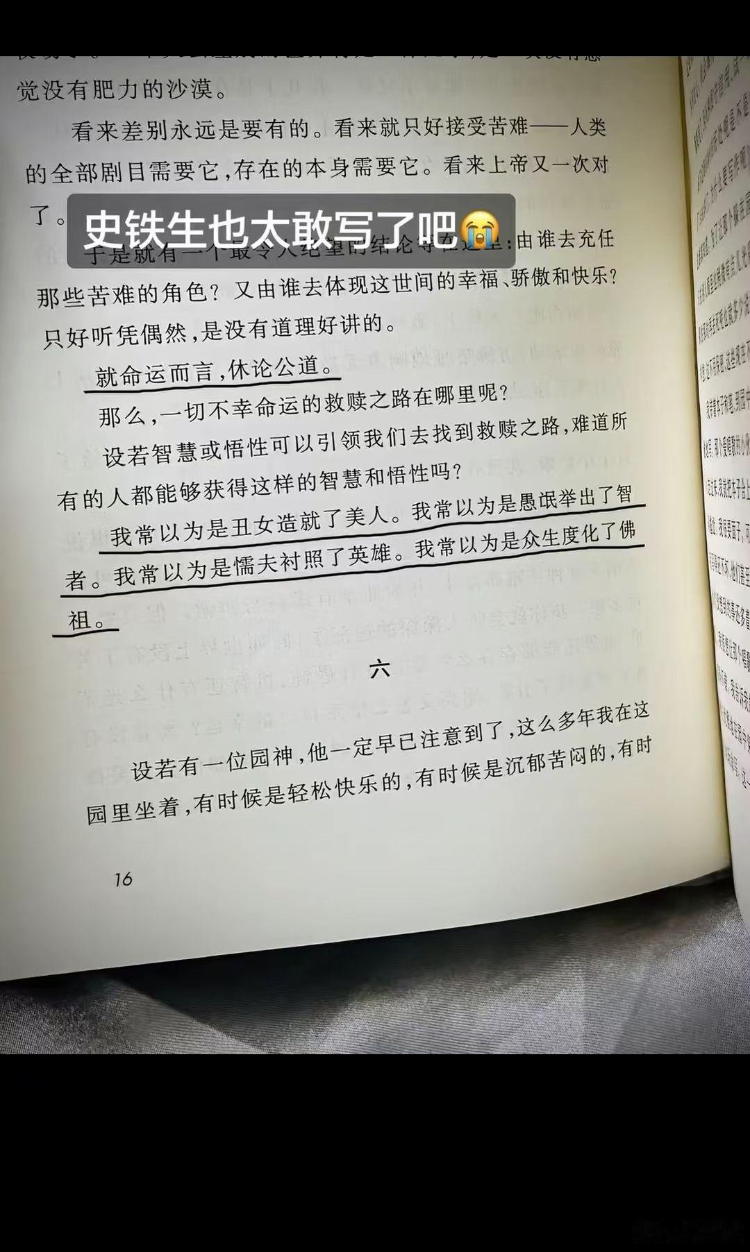 我常以为是丑女造就了美人。我常以为是愚氓举出了智者。我常以为是懦夫衬照了英雄。我