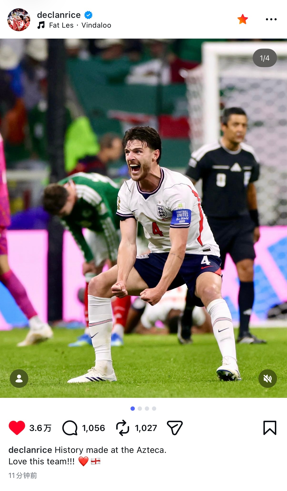 dec更新ig：History made at the Azteca. Love
