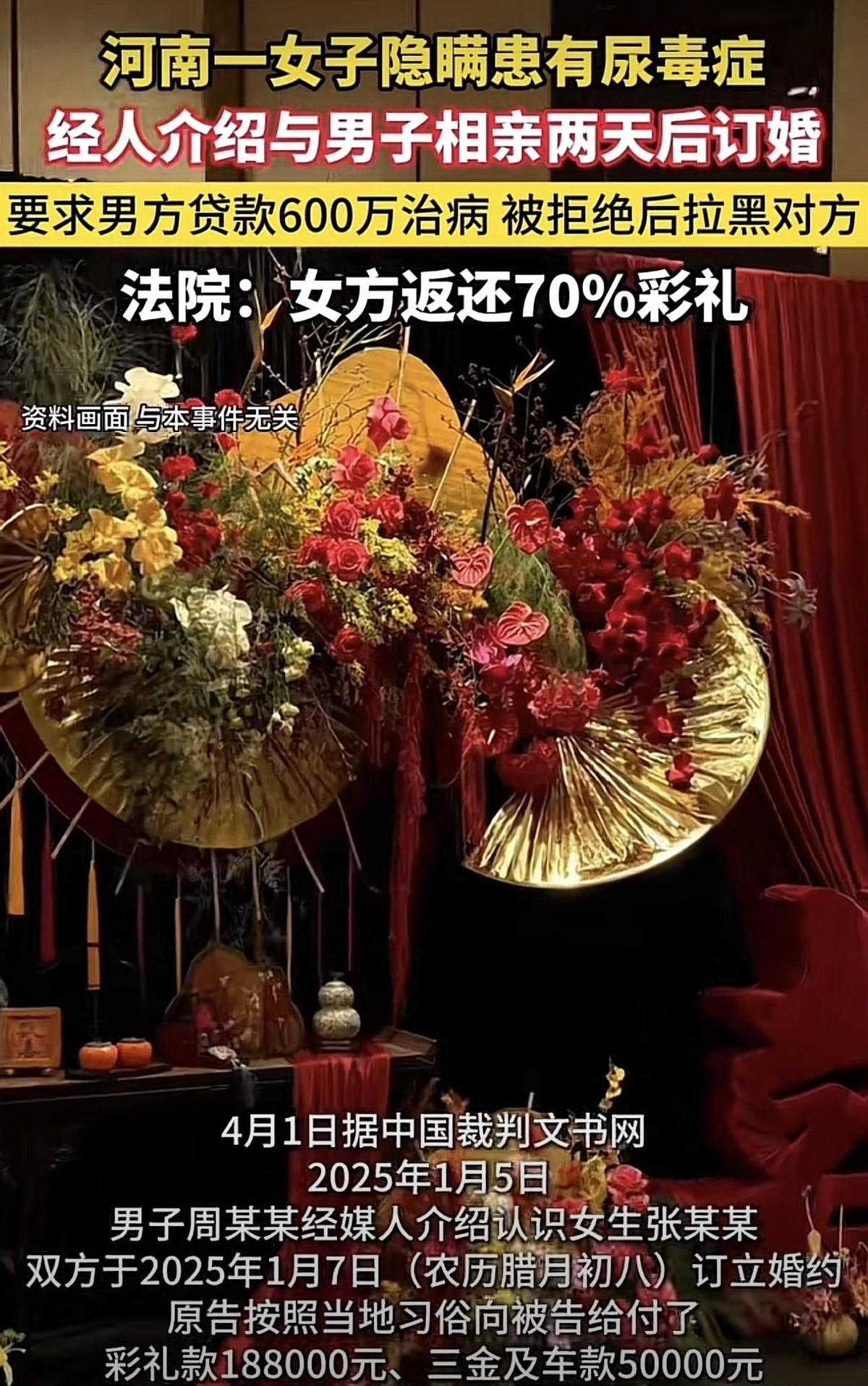 河南太康，一男子花23.8万娶媳妇，婚后妻子突然摊牌：我有尿毒症，你去贷款600