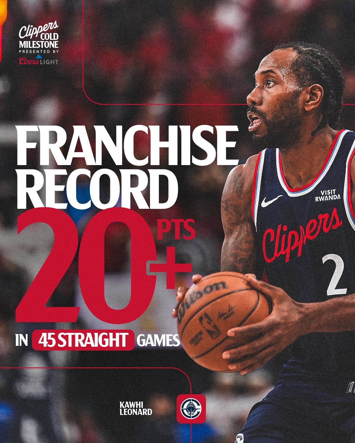 伦纳德连续45场得分20+， 超麦卡杜，队史第一 国王vs快船