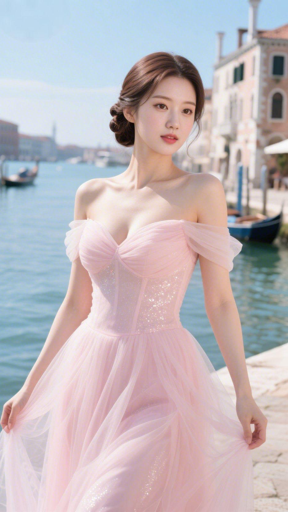 威尼斯的风
 
威尼斯的风，裹着亚得里亚海的清冽，拂过临水而立的石板路。浅粉纱裙