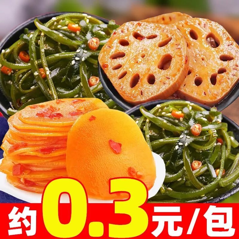 最近没胃口，囤了点下饭的蔬菜干。藕片、海带丝、土豆片口感挺丰富的。21.6元有2