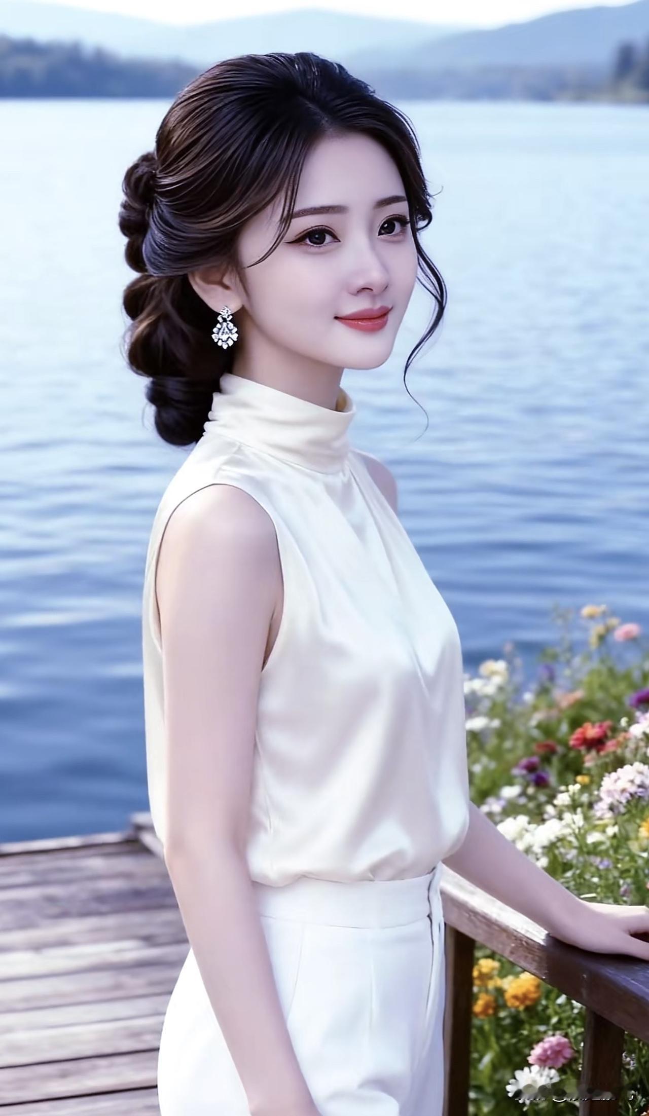 优雅湖畔，白衣飘飘，岁月静好湖畔绿裙照 湖畔棕裙照 湖畔气质照 湖畔棕裙照 湖畔
