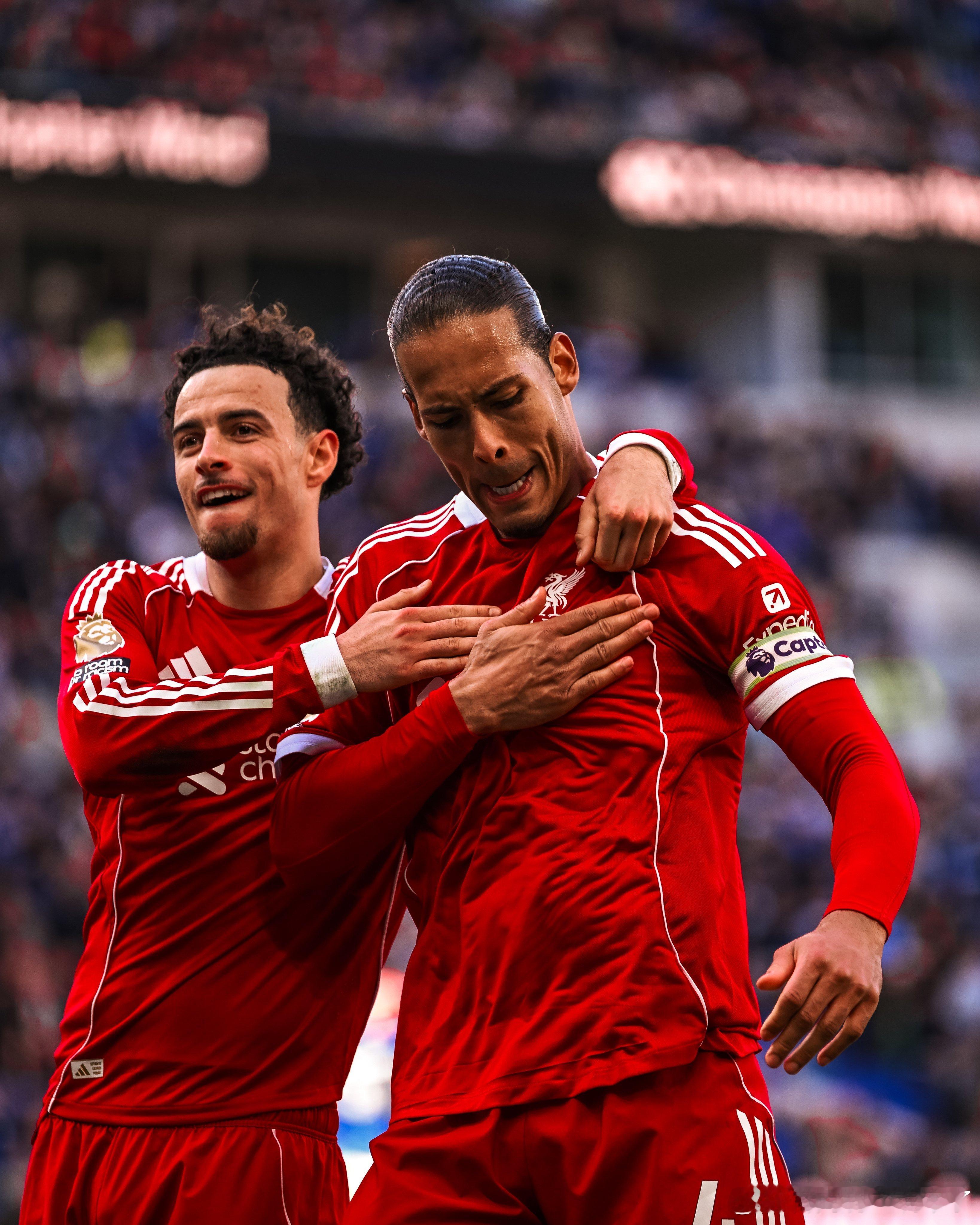 范迪克进球拍利物浦的队徽！信仰永远都在 永远传承利物浦