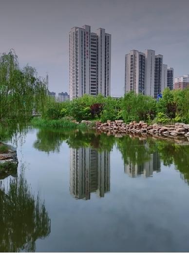 曹县东顺河畔的暮春
东顺河南连太行堤河北接四季河，是曹县城内重要的人工河，已建成