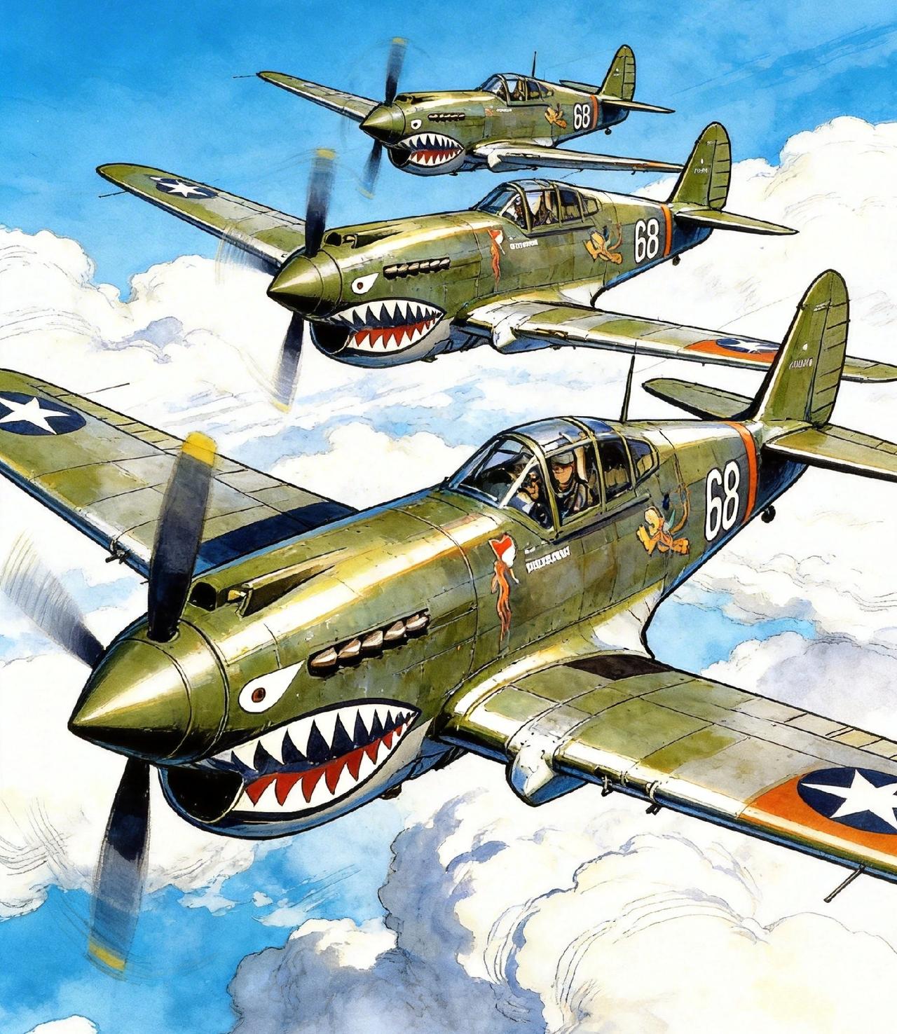 航空艺术画·P40战斧