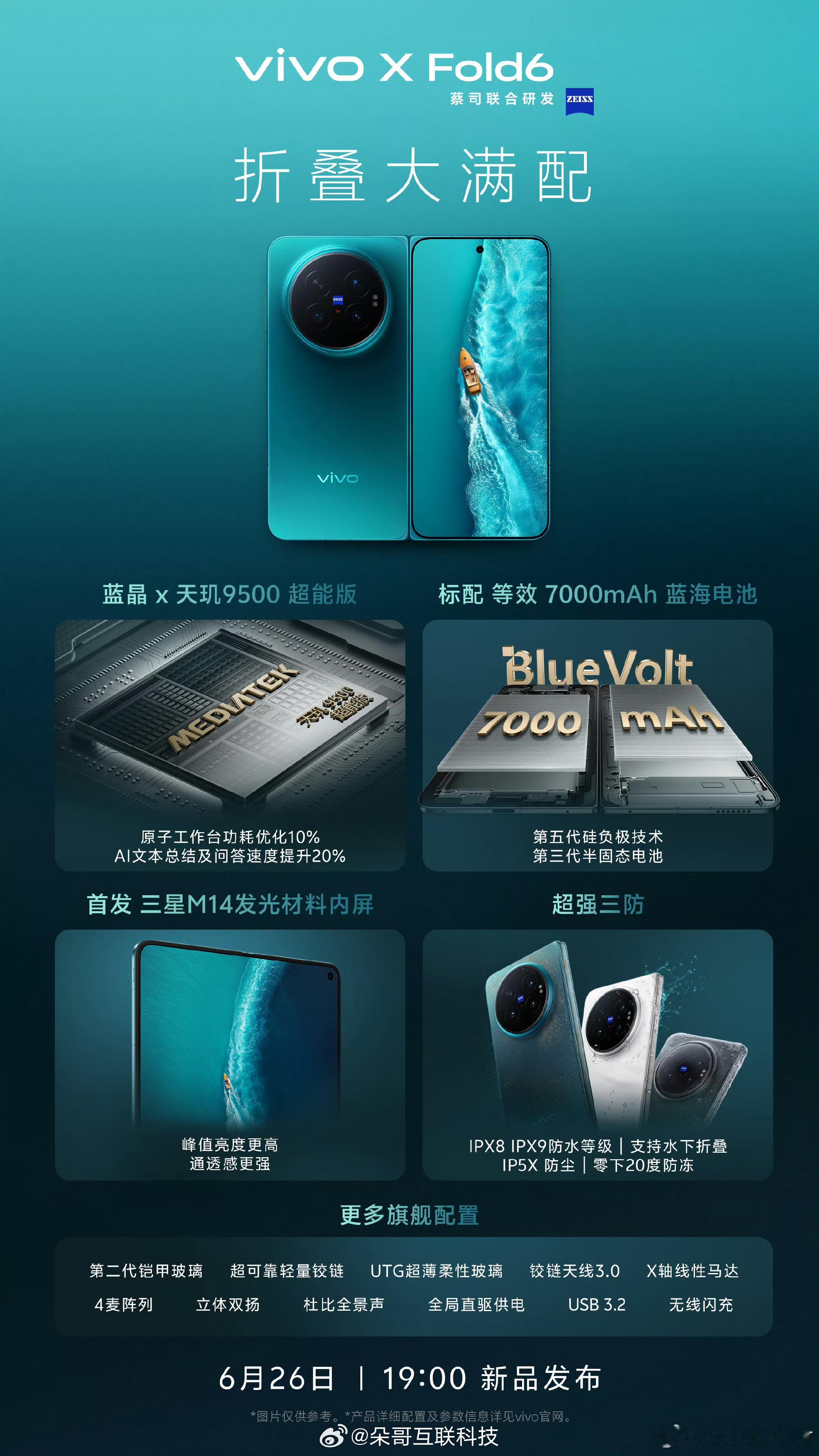 vivo X Fold6一个三星内屏一个7000mAh电池这俩配置就够顶的了 