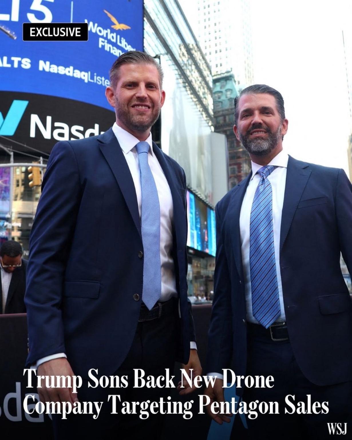 据《华盛顿邮报》报道，特朗普的儿子埃里克·特朗普和唐纳德·特朗普二世正在进军支持