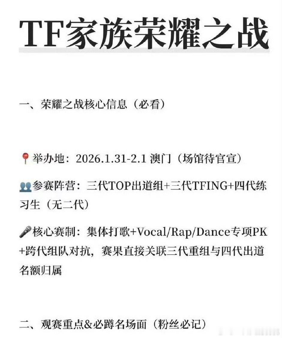 曝TOP登陆少年重组 TF荣耀之战来了，三代和四代一起参加。四代高会前三进top