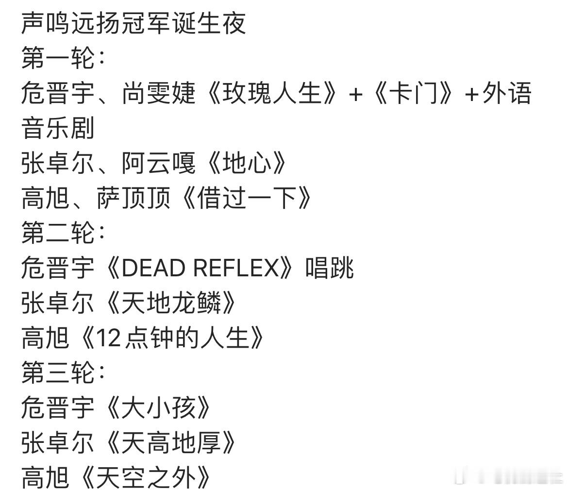 声鸣远扬冠军诞生夜直播啊 