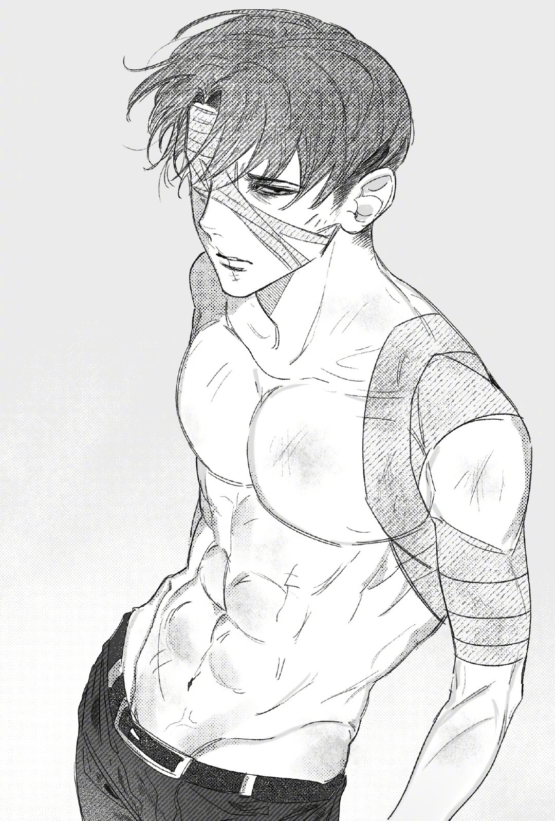 《进击的巨人》健身后的利威尔（绘：reddeong_） ​​​