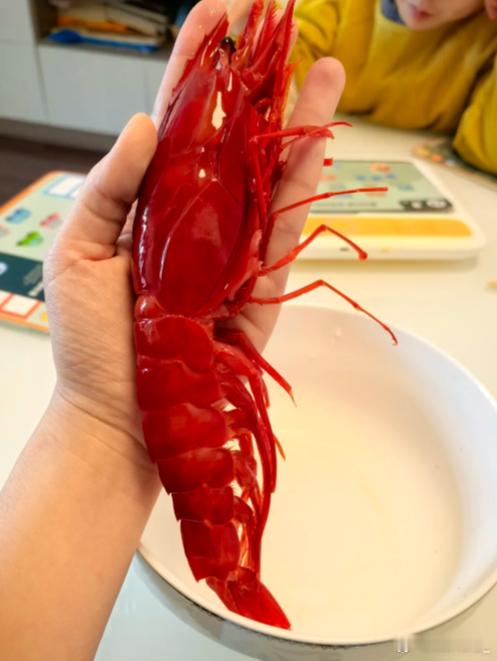 第一次吃生腌虾悄悄用热水烫熟了 是谁看吃播种草了红魔虾...虾脑巨巨巨巨巨腥，淋