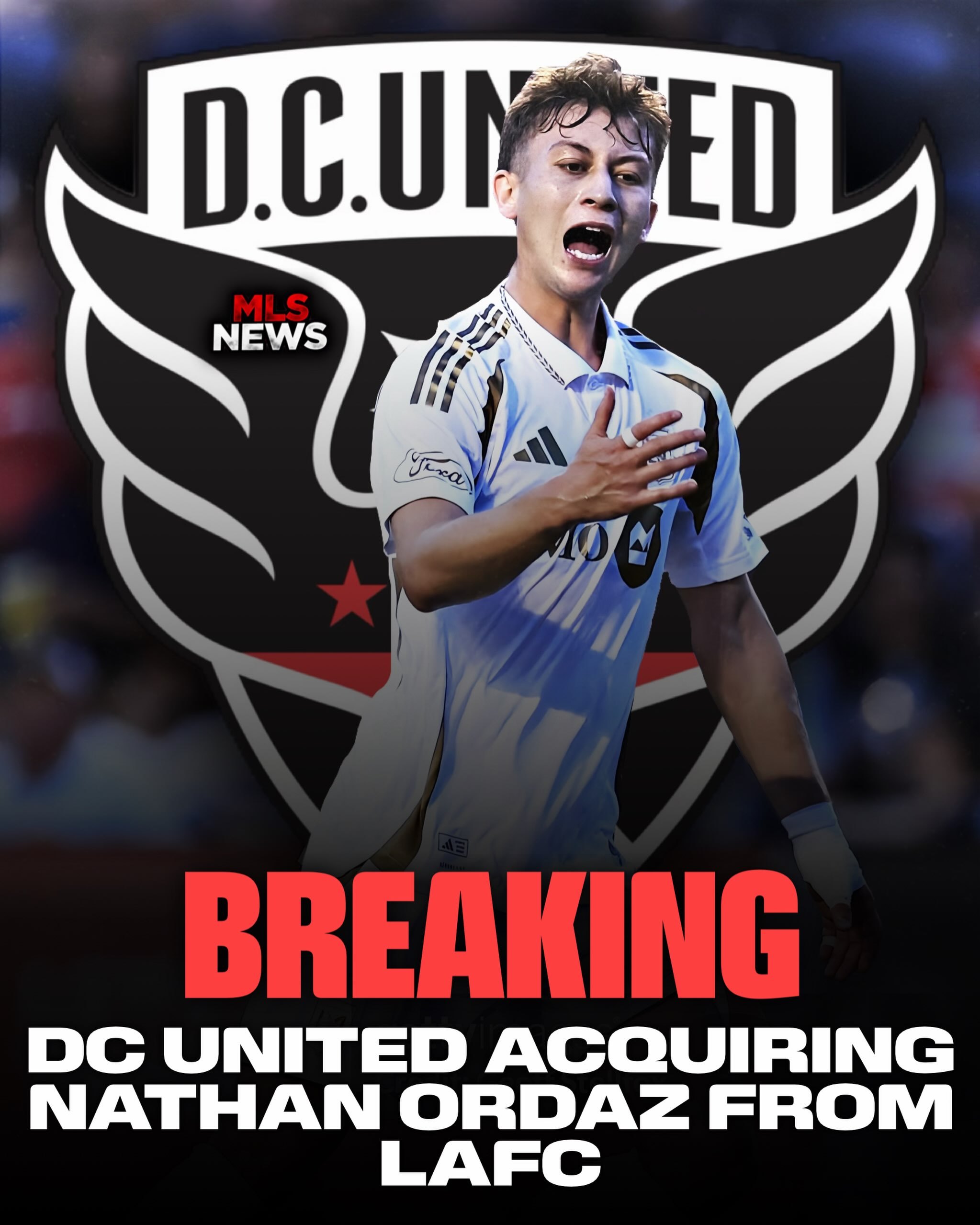 孙兴慜 消息：LAFC把球队的22岁前锋奥尔达兹卖给了美职联东部球队华盛顿联队。
