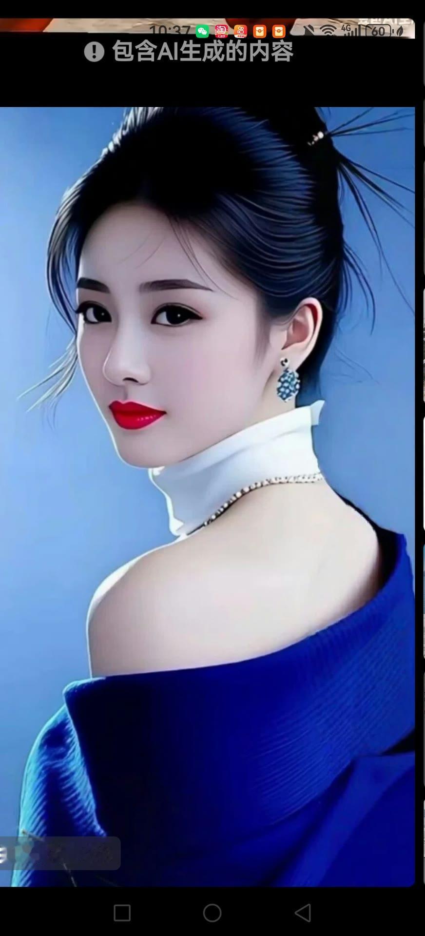 优雅蓝调，AI生成的梦幻美人图