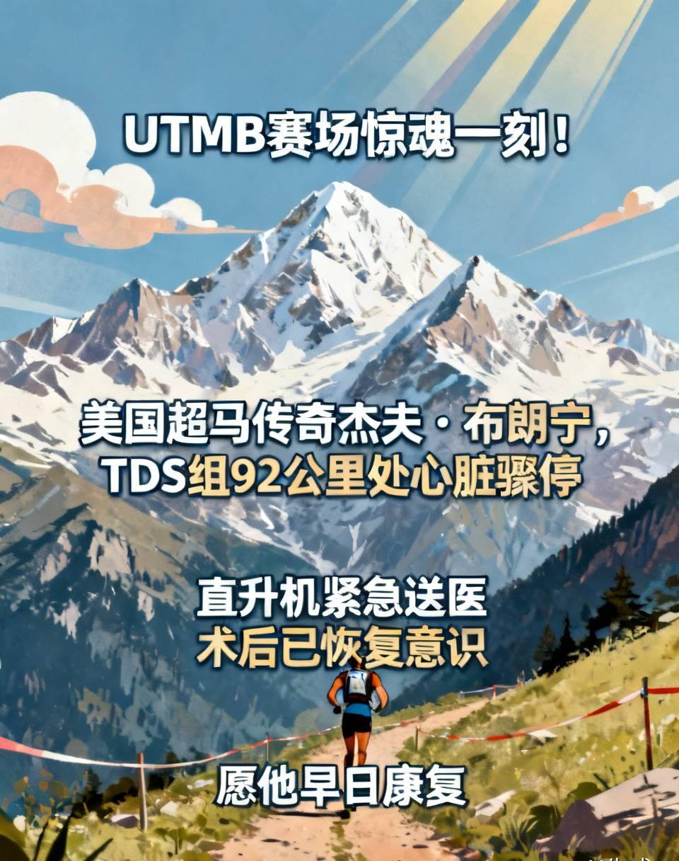 UTMB赛场惊魂一刻！
 
美国超马传奇杰夫·布朗宁，TDS组跑到92公里处突发