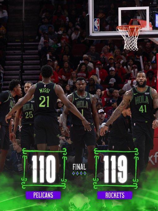 火箭战胜鹈鹕杜兰特生涯总得分升至历史第六 火箭119-110轻取鹈鹕，贾巴里史密