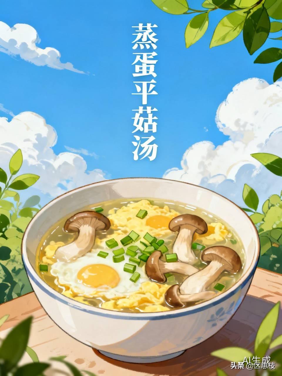 夏日生活打卡季 三伏天出汗多，人胃口也变得寡淡，这蒸蛋平菇汤就成了夏日救星。
我