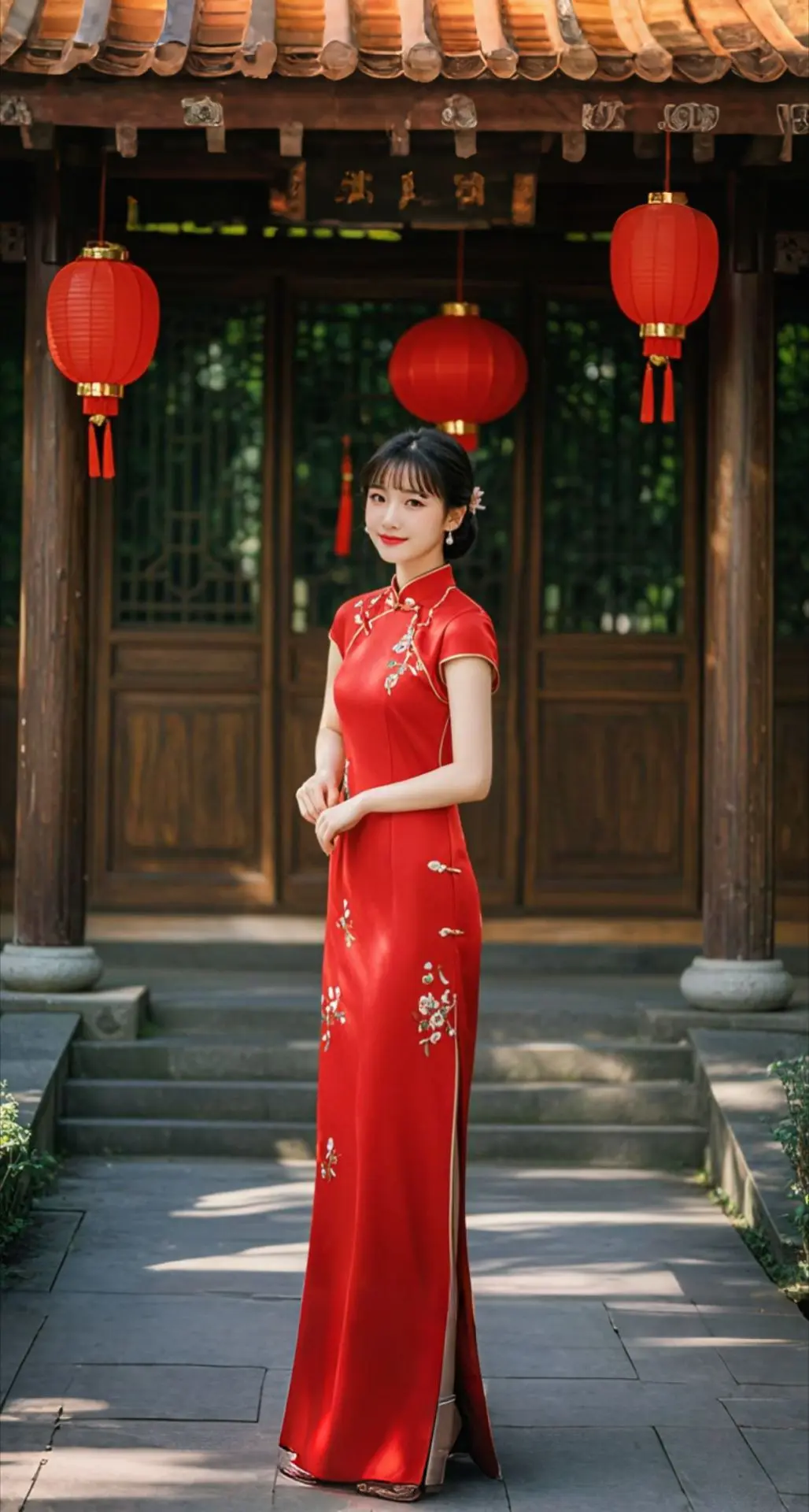 AI扩图 AI红袍庭院情