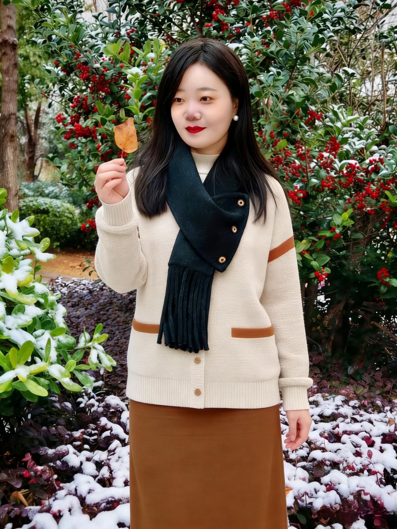 雪覆千山径欲迷，褐裘灰袂步萋萋。
溪声绕石冰纹碎，树影横空玉屑齐。
红果燃枝凝晓