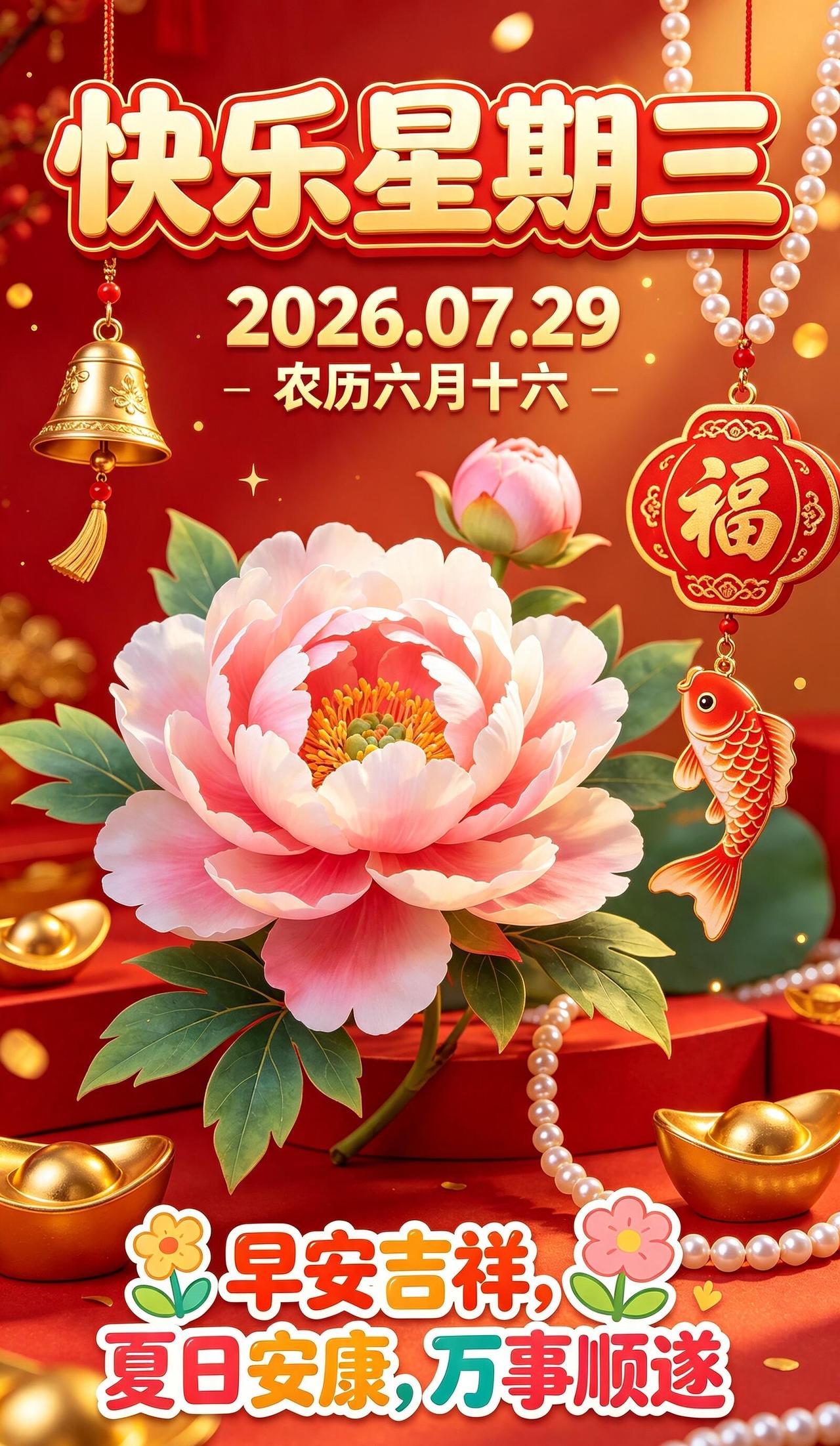 早安，元气满满的周三✨！7月29日高温持续，早晚温差偏大，记得及时调整衣物，少熬