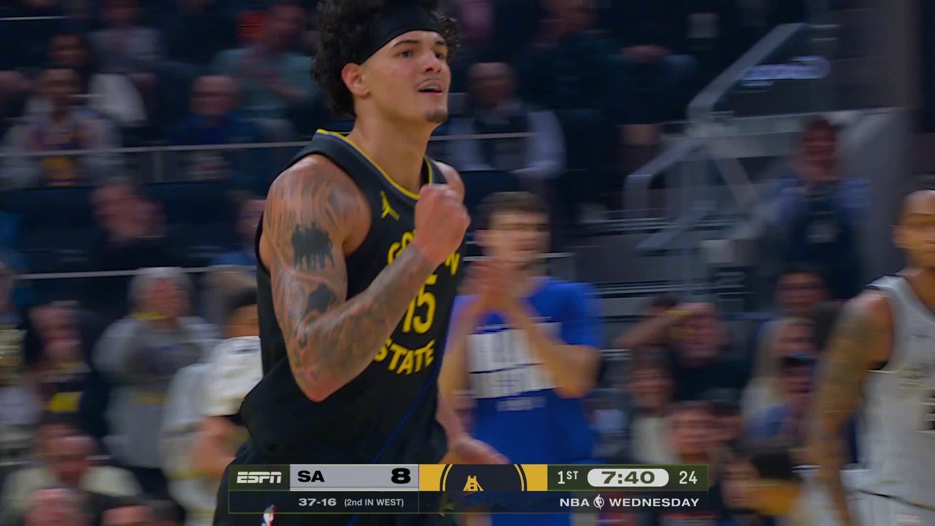 桑托斯两分入账✌️勇士16:8马刺。马刺vs勇士