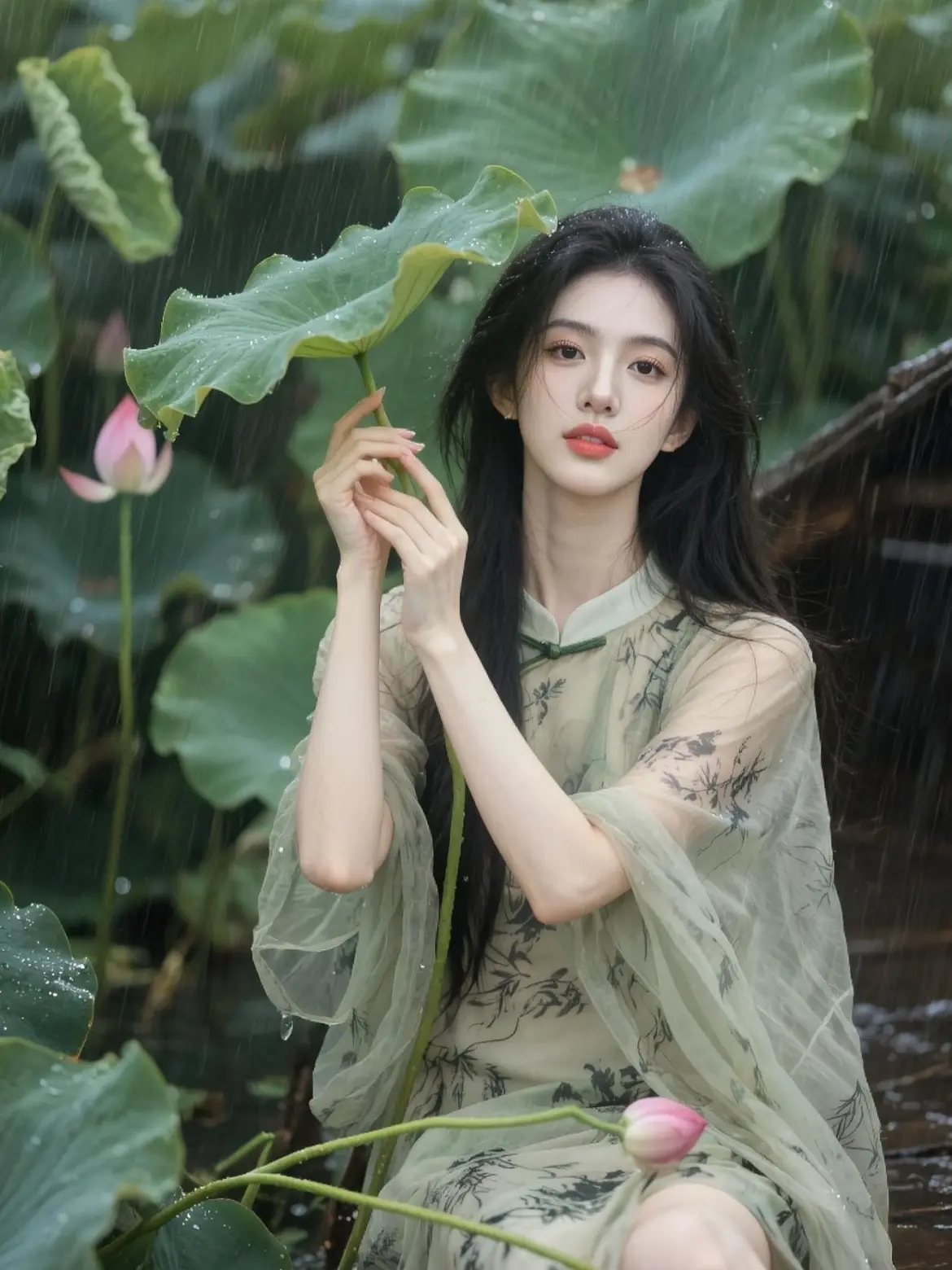 AI雨荷古风照 随变ai随便玩 玩法合伙人计划 ai创作 随变一拍都很夯