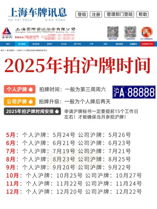 2025 沪牌全年拍牌时间曝光🔥全掌握，速藏～