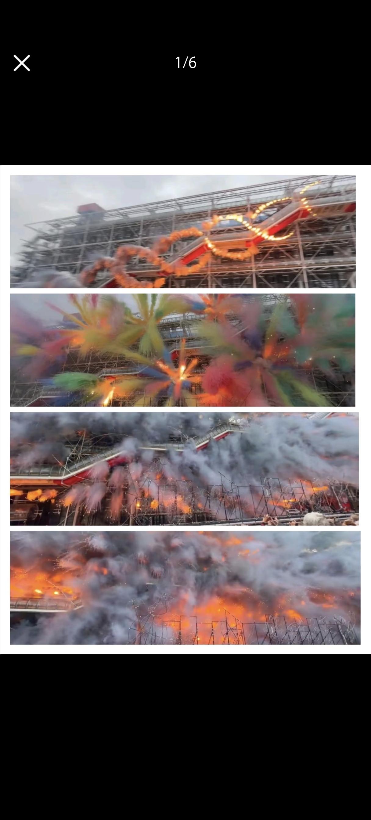 烟花大师蔡国强还真的没受到什么影响，在巴黎蓬皮杜又设计了一场秀，和出走法国的金星