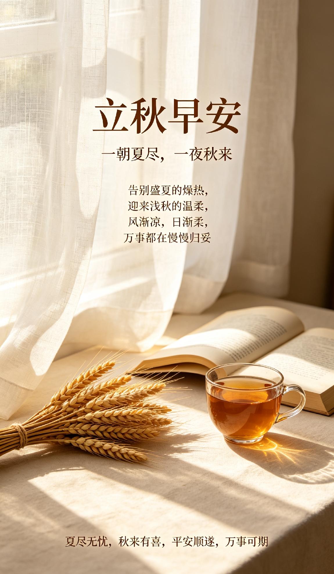 一朝夏尽，一夜秋来。
告别盛夏的燥热，迎来浅秋的温柔，风渐凉，日渐柔，万事都在慢